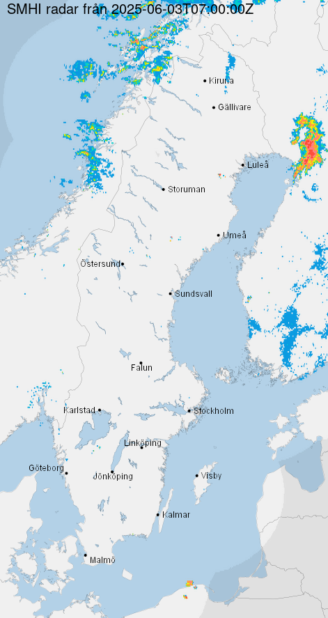 SMHI radar + NAM vind